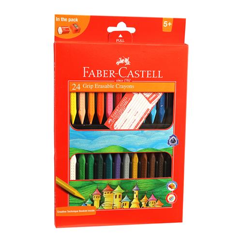 FABER CASTELL GRIP ERASABLE CRAYONS 24PC